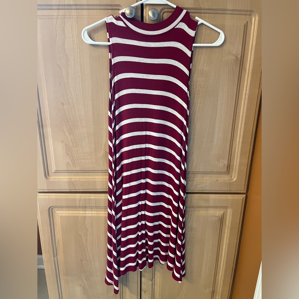 Summer loose fit red & white stripped dress